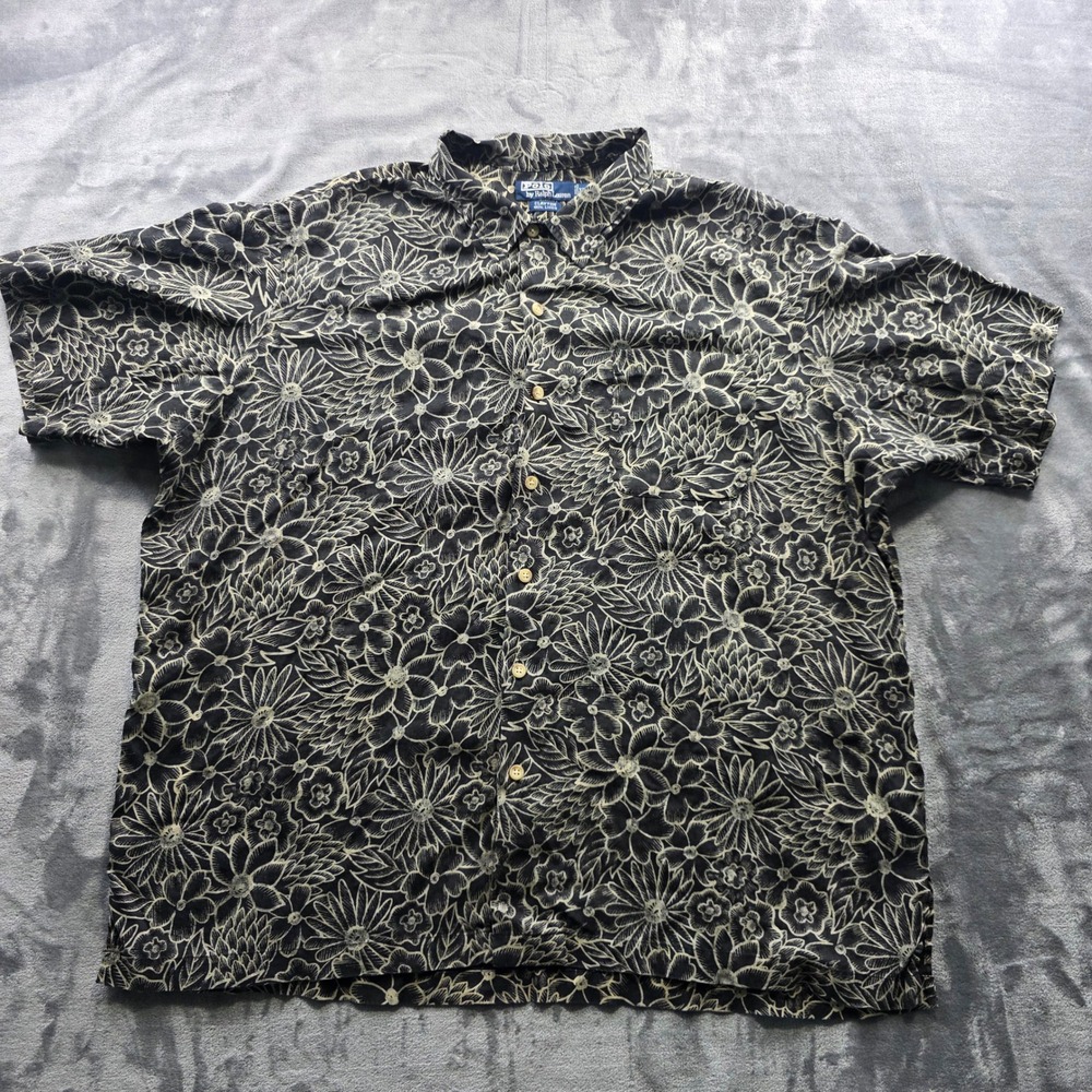 Vintage Polo Ralph Lauren Clayton Linen Hawaiian Camp Shirt Floral XXL USA